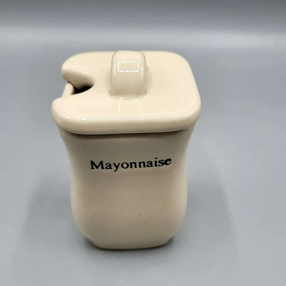 Longaberger Mayonnaise Jar Ceramic Condiment Pot Lid Cream Farmhouse Replacement